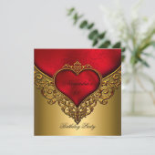 Invitation Joyau d'or rouge 40e Soirée d'anniversaire élégant (Debout devant)