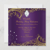 Invitation Joyau d'or violet élégant Joyau Diamant Anniversai (Dos)