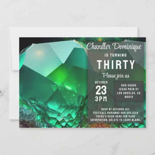 Invitation Joyau en cristal Leo Green Peridot Août Anniversai (Devant)