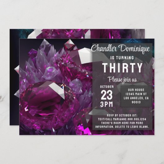 Invitation Joyau en cristal Tone Cancer Ruby Rouge Juillet An (Devant / Derrière)