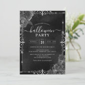 Invitation Joyau floral Éffrayant foncé Fête d'Halloween (Debout devant)