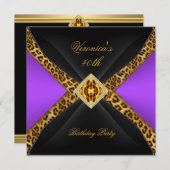 Invitation Joyau Léopard Noir Violet 40e anniversaire (Devant / Derrière)