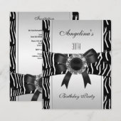 Invitation Joyau noir blanc Zèbre d'argent 30e anniversaire 2 (Devant / Derrière)
