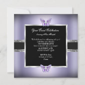 Invitation Joyau noir violet en argent Fête d'anniversaire (Dos)
