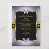 Invitation Joyau noir violet or Fête d'anniversaire (Dos)
