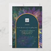 Invitation Joyau Peacock Tones Vert Bleu Mariage (Dos)