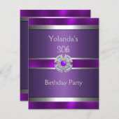 Invitation Joyau Purple Silver Trim 30e fête d'anniversaire 3 (Devant / Derrière)