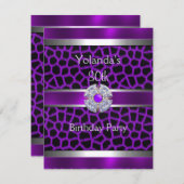 Invitation Joyau Purple Silver Trim 30e fête d'anniversaire 4 (Devant / Derrière)