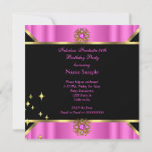 Invitation Joyau rose chaud Gold Black fête d'anniversaire (Dos)