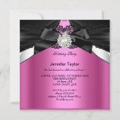 Invitation Joyau rose élégant Noir Blanc Anniversaire (Dos)