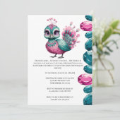 Invitation Joyau rose et Turquoise Baby shower Peacock bébé (Debout devant)