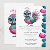 Invitation Joyau rose et Turquoise Baby shower Peacock bébé (Devant / Derrière)