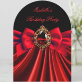 Invitation Joyau rouge élégant Bow noir fête d'anniversaire