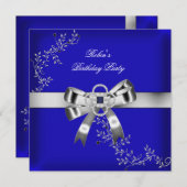 Invitation Joyau Royal Blue Diamond Bow en argent (Devant / Derrière)