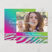 Invitation Joyau vert rose Zebra Bachelorette (Devant / Derrière)
