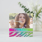 Invitation Joyau vert rose Zebra Bachelorette (Debout devant)