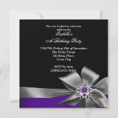 Invitation Joyau violet noir violet gris Joyau fête d'anniver (Dos)