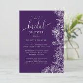 Invitation Joyau violet tons Fête des mariées florale (Debout devant)