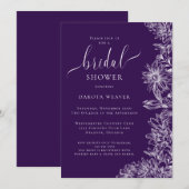 Invitation Joyau violet tons Fête des mariées florale (Devant / Derrière)