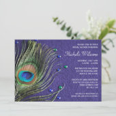 Invitation Joyaux de plumes de paon Fête de l'mariée violette (Debout devant)