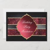 Invitation Joyaux rouge, noir et or décorés (Devant)