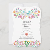 Invitation Joyeuse 2ème anniversaire fille FIESTA LLAMA Fleur (Devant)