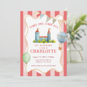 Invitation Joyeuse Aquarelle Cirque Baby 1er Anniversaire (Debout devant)