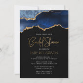 Invitation Joyeuse Baby Shower Agate Bleu Or (Devant)