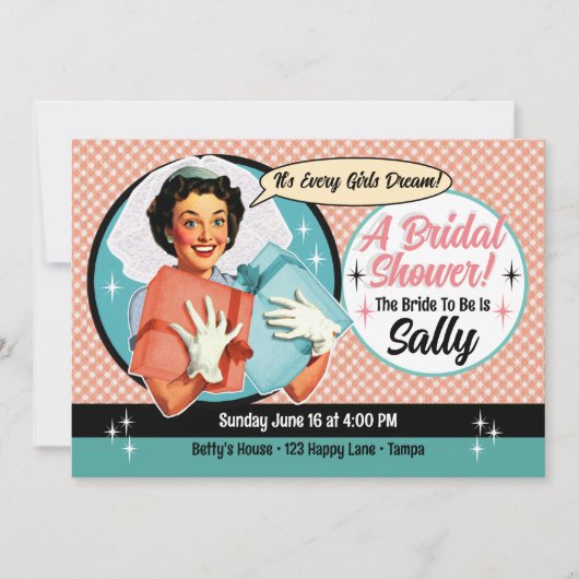 Invitation Joyeuse Bride Shower - Rose (Devant)