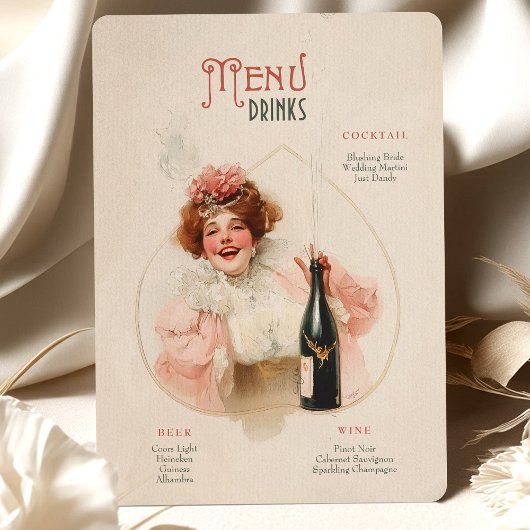 Invitation Joyeuse Champagne Celebration Menu & Drinks Card