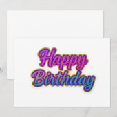 Invitation Joyeuse conception de typographie d'anniversaire e (Devant / Derrière)