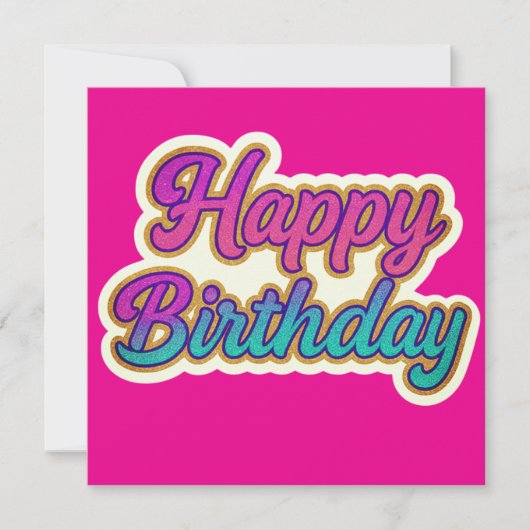 Invitation Joyeuse conception de typographie d'anniversaire e (Devant)