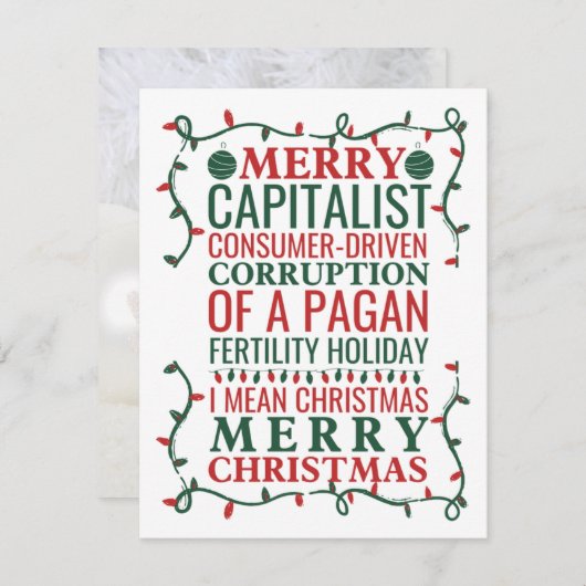 Invitation Joyeuse Corruption D'Une Fête Pagan, Père Noël Don (Devant / Derrière)