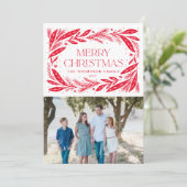 Invitation Joyeuse couronne rouge Noël (Debout devant)