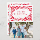 Invitation Joyeuse couronne rouge Noël (Devant / Derrière)