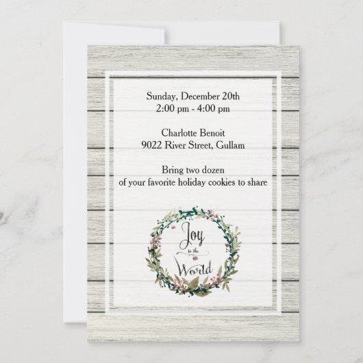 Invitation Joyeuse d'échange de cookies (Dos)