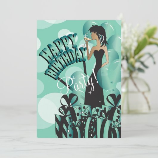 Invitation Joyeuse Diva Girl| Nom DO-IT-YOURSELF| Jade (Debout devant)