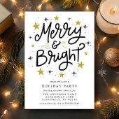 Invitation Joyeuse et brillante Black and Gold Holiday Party