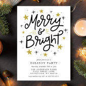 Invitation Joyeuse et brillante Black and Gold Holiday Party