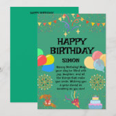 Invitation Joyeuse fête d'anniversaire (Devant / Derrière)