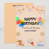 Invitation Joyeuse fête d'anniversaire (Devant / Derrière)