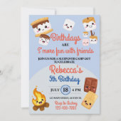 Invitation Joyeuse fête d'anniversaire avec des S'mores en ca (Devant)