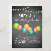 Invitation Joyeuse fête d'anniversaire avec tableau noir et b (Devant)