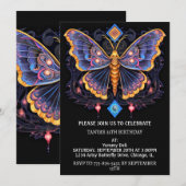 Invitation Joyeuse Fête d'Anniversaire avec un Design Rétro d (Devant / Derrière)