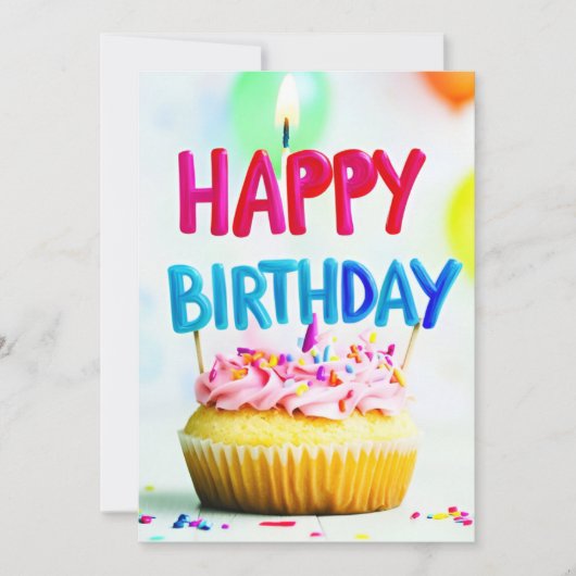 Invitation Joyeuse fête d'anniversaire Cupcake & Candle (Devant)