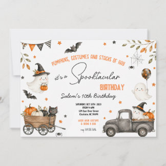Invitation Joyeuse fête d'anniversaire Halloween avec des fan