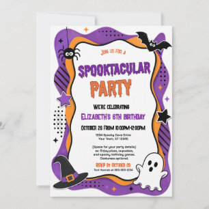 Invitation Joyeuse fête d'anniversaire Halloween avec fantôme