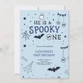 Invitation Joyeuse fête d'anniversaire Halloween avec un fant (Devant)