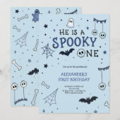 Invitation Joyeuse fête d'anniversaire Halloween avec un fant (Devant / Derrière)