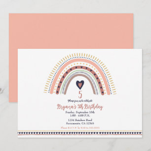 Invitation Joyeuse Fête d'Anniversaire Moderne Enfant Bohème 